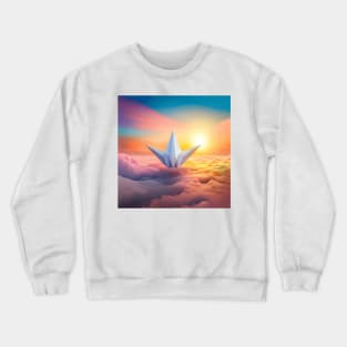 Paper Spacecraft Soaring Through Sunset Skies Crewneck Sweatshirt